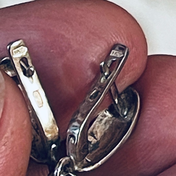 VTG Green Imperial Jasper Teardrop Earrings 925 Sterling Silver Clasp - Picture 6 of 7